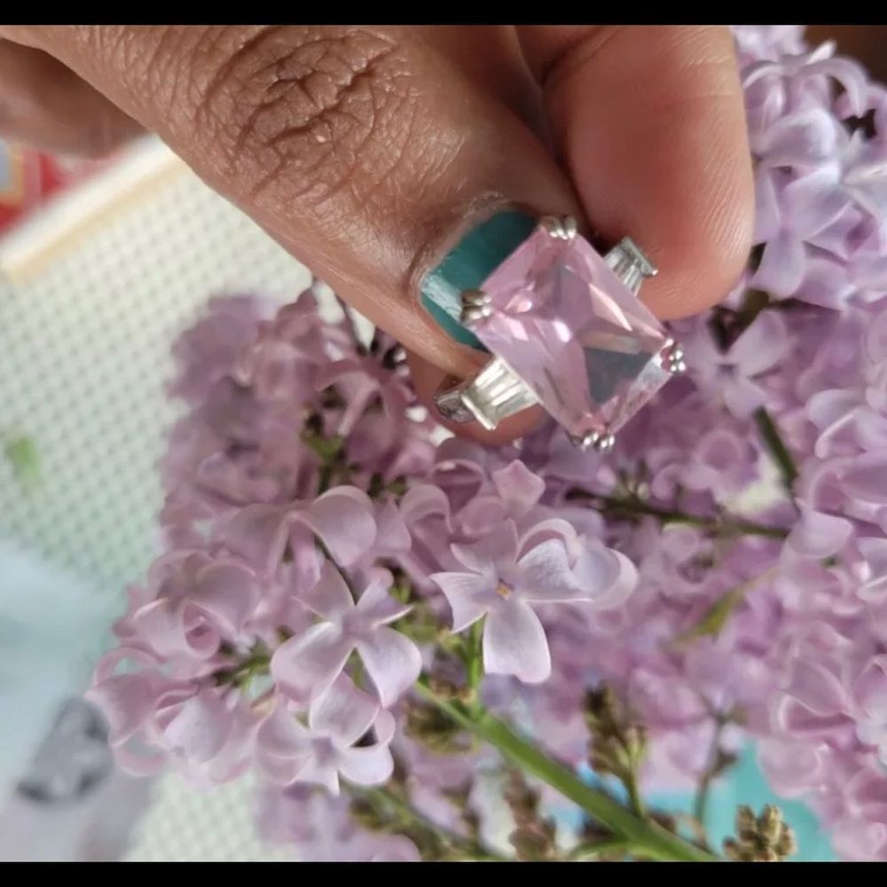 New Luxury Big Cz Pink  Square Stone Ring  Size 7,8 - Picture 4 of 6